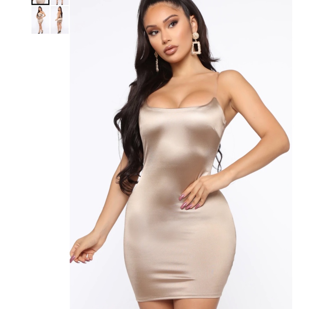 Last Call Satin Mini Dress - Nude